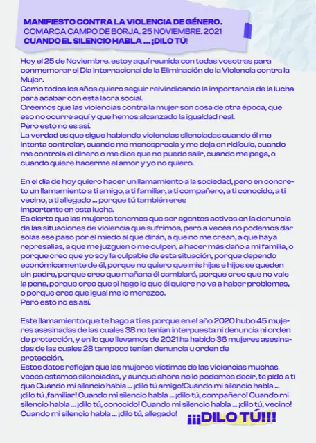 Imagen de «Manifiesto 25N. Día Internacional de la Eliminación de la Violencia contra la Mujer»