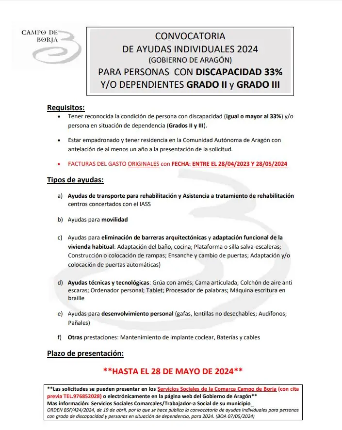 Imagen de «AYUDAS INDIVIDUALES 2024 A PERSONAS CON DISCAPACIDAD DEL 33% Y/O DEPENDIENTES GRADO II O III»